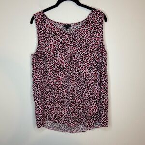 Torrid Pink and Black Leopard Cheetah Print V-Neck Tank Top Size 1